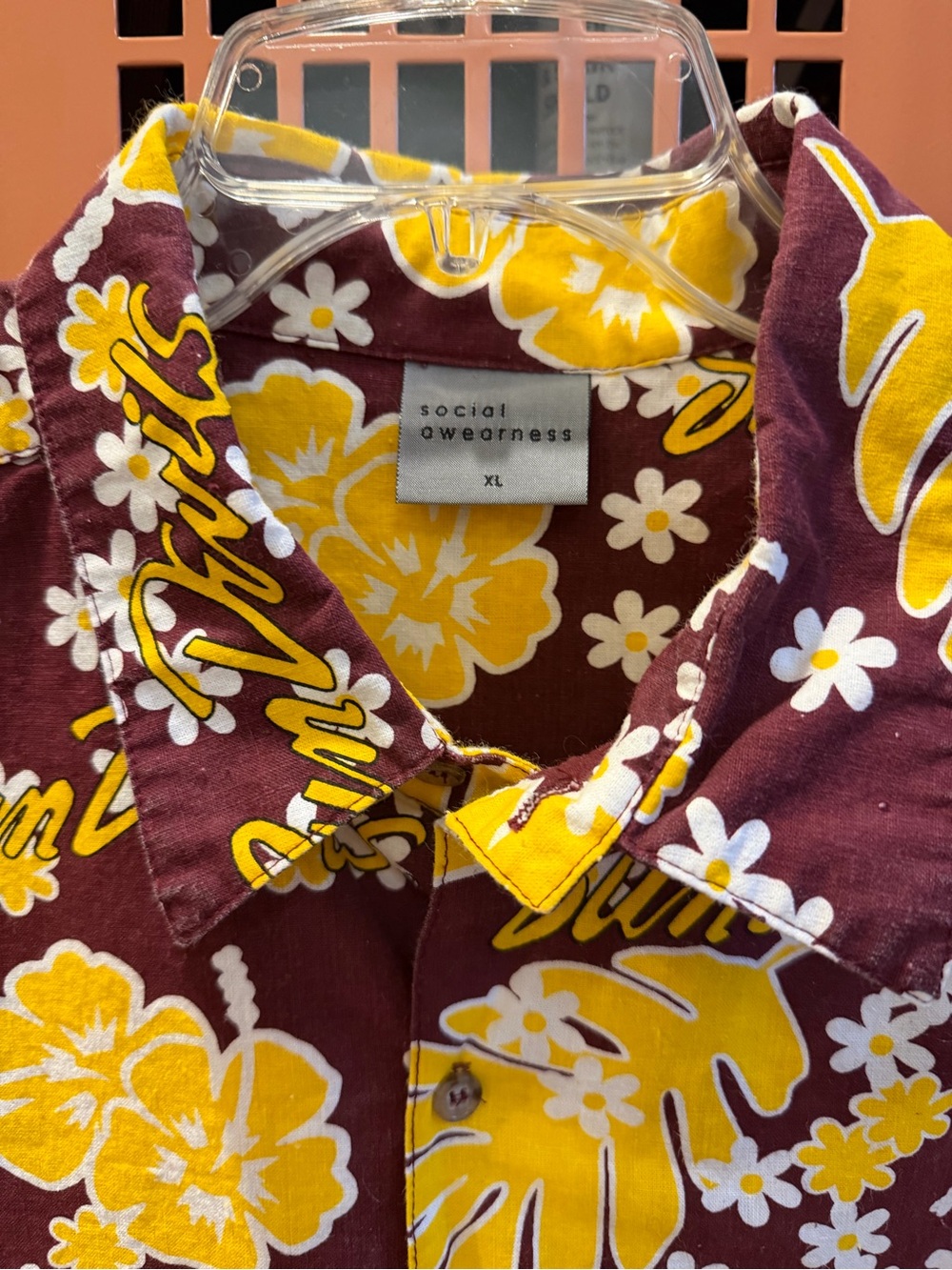 ASU Sun Devils Floral Button-Up Short sleeve shirt. SZ XL - Picture 3 of 5